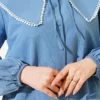 Nautical Collar Tied Short Shirt Indigo all'ingrosso shirt view 4 - Hicabistan fabbrica Turchia