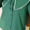 Nautical Collar Tied Short Shirt Emerald al por mayor shirt view 4 - Hicabistan fábrica Turquía