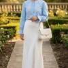 Sailor Collar Embroidered Shirt Baby Blue al por mayor shirt view 2 - Hicabistan fábrica Turquía