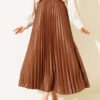 Pleated Faux Leather Skirt بالجملة skirt - Hicabistan مصنع تركيا