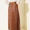 Pleated Faux Leather Skirt en gros skirt view 3 - Hicabistan usine Turquie