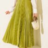 Pleated Faux Leather Skirt