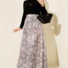 Pattern Detailed Satin Skirt Beige wholesale skirt view 2 - Hicabistan Turkey factory