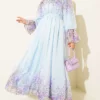 Printed Waist and Ankle Elastic Belted Dress Baby Blue wholesale dress view 2 - Hicabistan Turkey factory