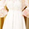 Printed Waist and Ankle Elastic Belted Dress Ecru wholesale dress view 4 - Hicabistan Turkey factory