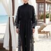 Printed Adjustable Waist Chiffon Pareo Dot Black Großhandel burkini view 3 - Hicabistan Türkei Fabrik