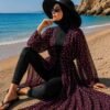 Patterned Adjustable Waist Chiffon Long Pareo Plum