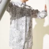 Printed Ankle Tie Shirt Grey