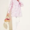Printed Ankle Tie Shirt Pink wholesale shirt view 2 - Hicabistan Turkey factory