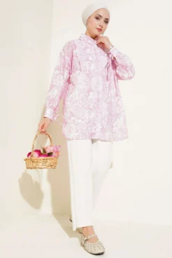 Alternative view of Printed Ankle Tie Shirt Pink