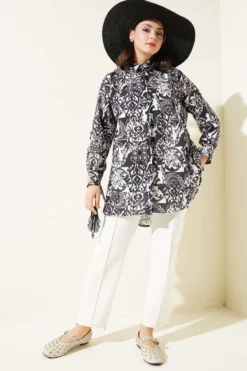 Alternative view of Printed Ankle Tie Shirt Black