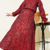 Collared Pleated Skirt Two-Piece Set Burgundy en gros clothing set view 5 - Hicabistan usine Turquie