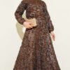 Patterned Zip-Up Jacquard Skirt Set Brown wholesale clothing set - Hicabistan Turkey factory