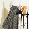 Patterned Zip Satin Skirt Black Großhandel skirt view 2 - Hicabistan Türkei Fabrik