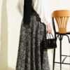 Patterned Zip Satin Skirt Black Großhandel skirt view 3 - Hicabistan Türkei Fabrik