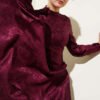 Ruffled Jacquard Dress Plum