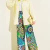 Printed Wide Leg Elastic Waist Pants Green al por mayor pants view 2 - Hicabistan fábrica Turquía
