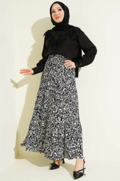 Vista alternativa de Layered Viscose Skirt Black