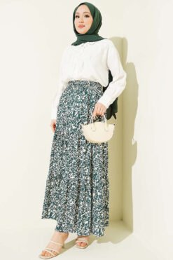 Vista alternativa de Layered Viscose Skirt Green