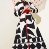 Dress with Patterned Belt Detail Black