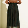 Printed Crinkled Chiffon Skirt Khaki Großhandel skirt view 3 - Hicabistan Türkei Fabrik