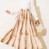 Pleated Satin Skirt Yellow en gros skirt view 2 - Hicabistan usine Turquie