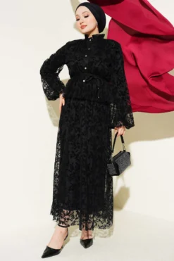 Tulle Skirt with Pattern Black