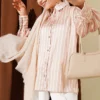 Striped Satin Shirt Beige