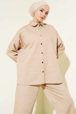 Alternative view of Vertical Mini Stone-Embellished Two-Piece Set Beige