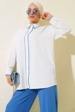Alternative view of Stitched Detail Two-Piece Set Blue