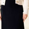 Stitched Ribbed Wool Skirt Navy Blue wholesale skirt view 4 - Hicabistan Turkey factory