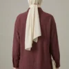 Textured Crepe Floral Shirt Burgundy al por mayor shirt view 3 - Hicabistan fábrica Turquía