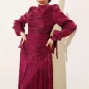 Draped Sleeve Tie Detail Evening Dress al por mayor dress view 2 - Hicabistan fábrica Turquía