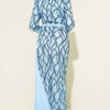 Draped Sequin Embellished Evening Dress Blue all'ingrosso dress view 3 - Hicabistan fabbrica Turchia