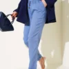Double Tapered Waistband Trousers Indigo Großhandel pants view 2 - Hicabistan Türkei Fabrik