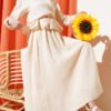 Buttoned Ruffled Skirt Set Beige