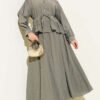 Buttoned Ruffled Skirt Set Khaki