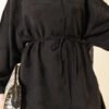 Low Shoulder Tie Belt Shirt Black بالجملة shirt view 4 - Hicabistan مصنع تركيا