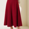 Plain Flared Skirt Burgundy wholesale skirt view 3 - Hicabistan Turkey factory