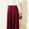 Plain Flared Skirt Plum بالجملة skirt view 3 - Hicabistan مصنع تركيا
