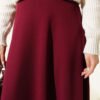 Plain Flared Skirt Plum بالجملة skirt view 4 - Hicabistan مصنع تركيا