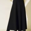Plain Flared Skirt Black all'ingrosso skirt view 2 - Hicabistan fabbrica Turchia
