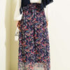 Marbled Floral Tulle Skirt Navy Blue بالجملة skirt view 3 - Hicabistan مصنع تركيا