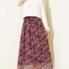 Marbled Floral Tulle Skirt Plum Großhandel skirt view 2 - Hicabistan Türkei Fabrik