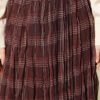 Checkered Wrinkled Chiffon Skirt Brown Großhandel skirt view 4 - Hicabistan Türkei Fabrik