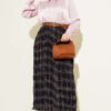 Checkered Wrinkled Chiffon Skirt Black wholesale skirt view 2 - Hicabistan Turkey factory
