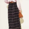 Checkered Wrinkled Chiffon Skirt Black wholesale skirt view 3 - Hicabistan Turkey factory