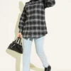 Plaid Stone-Embellished Shirt Black wholesale shirt view 2 - Hicabistan Turkey factory