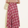 Plaid Patterned Zippered Skirt Burgundy all'ingrosso skirt view 3 - Hicabistan fabbrica Turchia