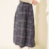 Checked Pattern Belted Skirt Navy Blue wholesale skirt view 3 - Hicabistan Turkey factory